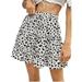 Sexy Dance Womens Floral Flared Short Skirt Polka Dot Pleated Mini Skater Skirt with Drawstring Ruffled Short Dress Holiday Paisley Mini Dress