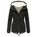 Coerni Women Winter Plus Size Solid Color Down Coat Long Sleeve Zipper Pocket Overcoat