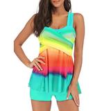 Women Padded Bikini Boyshorts Push-up Tankini Swimsuit Swimwear Plus Size Swimdress