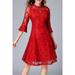 Women High Neck Trumpet Sleeve Zipper Back Halter Dress