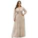 Ever-Pretty Women's V-Neck Long Evening Dress Formal Prom Party Dress 08442 Beige US16