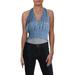 Aqua Womens Halter Smocked Crop Top