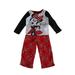 Disney Girls Black Red Minnie Bow Print Long Sleeve 2 Pc Pajama Set