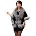 Sonbest Faux Fur Collar Scarves For Women Winter Artificial Fur Cape Poncho Elegant Fluffly Warm Scarfs Fur Neck Warmer Pashmina Gray One Size