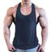 Gueuusu Men Sleeveless Y-shaped Fitness Vest Bodybuilding Athletic Undershirt