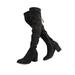DREAM PAIRS Women's Ladies Thigh High Boots Over The Knee Block Mid Heel Boots PORTZ BLACK Size 7