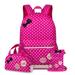 Vbiger 3 in 1 School Bag Waterproof Nylon Shoulder Daypack Polka Dot Bookbags Backpacks Cell Phone Messenger Bags Pencil Case