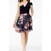 Betsy Adam Floral Print Pleated Fit Flare A-Line Dress