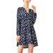 Allegra K Women's Floral V Neck Cinched Waist Long Sleeves Casual Dress