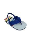 Toddler Boys' Flip Flop Sandal, Colored Stripes w/ Heel Strap, Casual Comfort, Blue, Kids Size 11-12