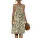 Women's Summer Polka Dot Dress Spaghetti Strap Button Down Sundress Casual Ruffle Beach Boho Sundress
