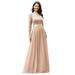 Ever-Pretty Juniors Bridesmaid Dress A-line Lace Round Neck Party Gown 74125 Blush US8