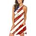 Mchoice Summer Midi Dress for Women Independence Day Loose Knee Length American Flag Print Tank Dress 4th of July Patriotic Dress Casual Spring Sundress Dress