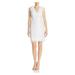 AIDAN MATTOX Womens White Sequined Sleeveless V Neck Short Sheath Evening Dress Size 8
