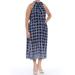 MAISON JULES Womens Navy Printed Neck Tie Sleeveless Halter Midi Sheath Dress Size: L