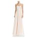 AQUA Womens White Embellished Embroidered Floral Spaghetti Strap Sweetheart Neckline Full-Length Fit + Flare Formal Dress Size 6