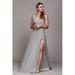 Amelia Couture Womens Grey Sleeveless V-Neck Maxi Dress