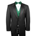 Neil Allyn 7-Piece Formal Tuxedo with Pleated Front Pants, Shirt, Green Vest, Bow-Tie & Cuff Links. Prom, Wedding, Cruise