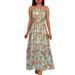 Women's Floral Summer Sleeveless Dresses High Low Maxi Casual Swing Cover Up Elastic Sundress