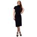 Peach Couture Turtle neck Short Sleeve Midi Dress Black Medium