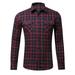 Cotton Shirt for Men Long Sleeve Casual Button Up Plaid Shirt Soft Outdoor Shirts Workshirt Red Black Green White Blue Basic Fall Tops