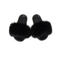 Avamo Faux Fur Slides Fuzzy Fluffy Slippers Flat Soft Sandals Open Toe Casual Shoes