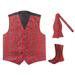 Jacob Alexander Red Christmas Plaid Men's Vest Self-Tie Bow Tie and Socks Set - 2XL