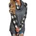 Women's Turtleneck Tops Plaid Sweatshirt Blouse Tunic Long Sleeve Pullover Tops