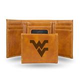 West Virginia UWV Mountaineers NCAA Laser Engraved Brown Synthetic Leather Trifold Wallet