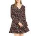 Allegra K Women's Smocked Waist Ruffle Hem V Neck Fit and Flare Mini Floral Dress