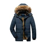 CVLIFE Mens Thick Warm Hooded Jacket Sherpa Lined with Detachable Hood Padded Plus Size Coat Waterproof Windproof