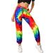 Sexy Dance Women Tie Dye Pants Casual Drawstring Waist Sweatpants Trousers High Waist Active Pants Joggers