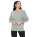 Women's Solid Long Sleeve Dolman Draped Loose Fit Knit Tunic Top Made in USA S-3XL