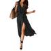 VEAREAR Dress Cotton Spandex Slim V-neck Side Slit Comfortable to Wear Black,Maxi,Bodycon,Boho,Midi,Wrap