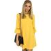 Women Casual Crew Neck 3/4 Sleeve Crochet Hollow Out Mini Dress Pullover