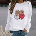 Winnereco Love Heart Round Neck Jumper Women Long Sleeve Loose Sweatshirt (White M)