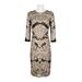 JS Collections Crew Neck Long Sleeve Zipper Back Soutache Embroidered Mesh Dress-CHAMPAGNE BLACK