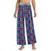 UKAP Womens Tartan Plaid Leopard Print Wide Leg Pants Plus Size with Drawstring Elastic High Waist Casual Soft Stretch Palazzo Lounge Pants Floral Harem Trousers