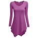 Doublju Womens Long Sleeve V-Neck Tunic Handkerchief Longline Tunic T-Shirt Dress