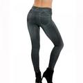 Forzero Women's Denim Print Fake Jeans Seamless Fleece Lined Leggings, Full Length