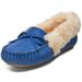 AlpineSwiss Leah Womens Shearling Moccasin Slippers Faux Fur Slip On House Shoes