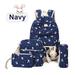 Anyprize 4Pcs/Sets Dark Blue Canvas School Backpacks for Girls, Large Capity Scatchel Rucksack Backpacks for Middle School, Women's Fashion Sports and Outdoors Backpacks for Camping/Hiking/Climbing