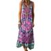 Colisha Women Tie Dye Long Maxi Dress Casual Loose V Neck Sleeveless Summer Tunic Dress Tank Top Beach Sundress Purple S(US 2-4)