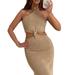 Women Sexy Halter Neck Sleeveless Backless Bodycon Dress Knitted Cut Out Long Maxi Dress Y2K Club Party Night Streetwear