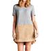Loving People Thermal Faux Suede Color Block Dress, Medium, H Gray/Taupe