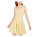 SPEECHLESS Womens Yellow Lace Zippered Sleeveless Square Neck Short Fit + Flare Party Dress Size 0