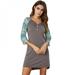 Cleanrance! New Autumn Women Mini Sleepdress Patchwork Slim V-Neck Long Sleeve Nightdress Home Wear Black M