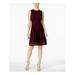 CALVIN KLEIN Womens Purple Sleeveless Jewel Neck Knee Length Fit + Flare Dress Size 10P