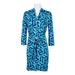 Donna Morgan High Neck Button Down Tie Waist Multi Print Jersey Dress-BLUE MULTI