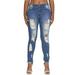 Cover Girl Women's High Waisted Cute Ripped Fray Distressed Fit Skinny Juniors, Medium Blue, 15